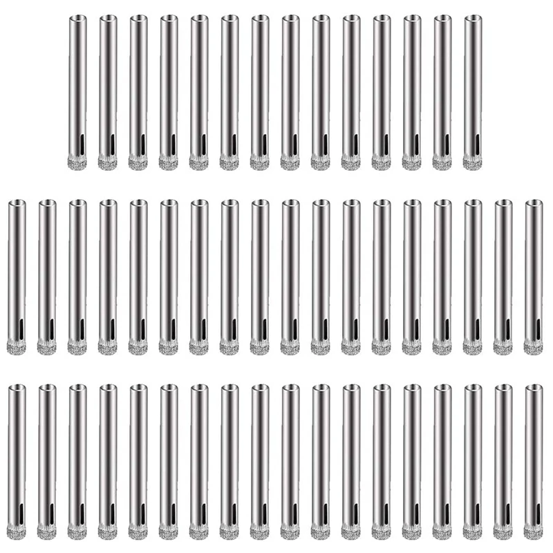 50Pcs Diamond Coated Drill Bit Set 6mm Diamond Tipped Hole Saw for Tile, Glass, Ceramics, Porcelain, Marble