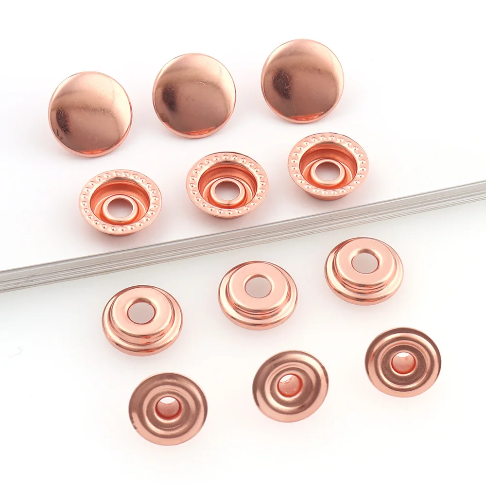 30 set 15mm Borchie a pressione in metallo Bottoni per cucire Elementi di fissaggio a scatto Oro rosa Cucito Borse artigianali in pelle Indumento