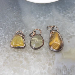 Bronze Natural Yellow Crystal Raw Rough Irregular Quartz Antique Copper Pendant Vintage Necklace/Bracelet/Earring Jewelry Making