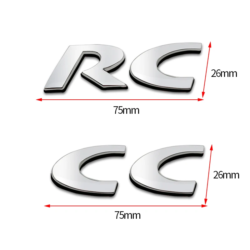 3D Car Sticker RC Logo Metal Emblem Badge Decals For CC 308 306 106 206 205 208 307 3008 207 508 2008 5008 Car Styling