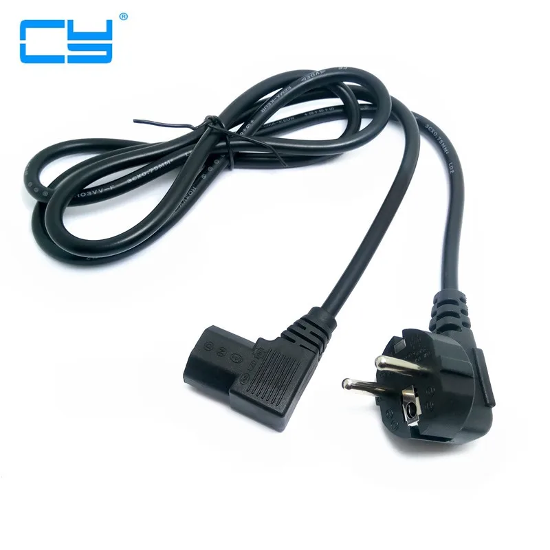 1.5M/5FT C13 IEC Kettle 90 right angle Degree to European 2 pin Round AC EU Plug Power Cable Lead Cord PC 150CM