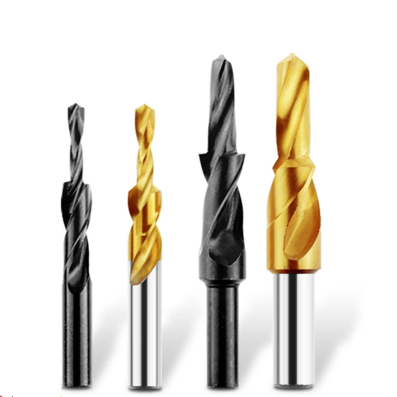 90 180 Degree Straight Shank Step Drill Two-Stage Straight Shank Twist Drill Conutersunk Drill Sub-Step Drill M3/M4/M5/M6/M8/M10