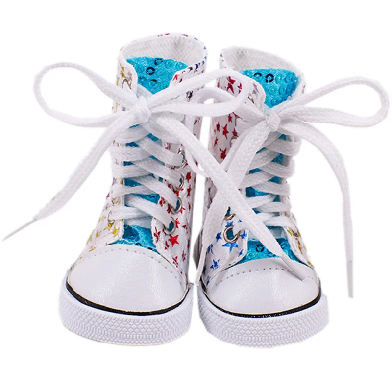 Scarpe da bambola stivali alti in tela colorata 18 pollici bambola americana ragazza nata vestiti per bambini accessori per 43 Cm fiori/stelle,