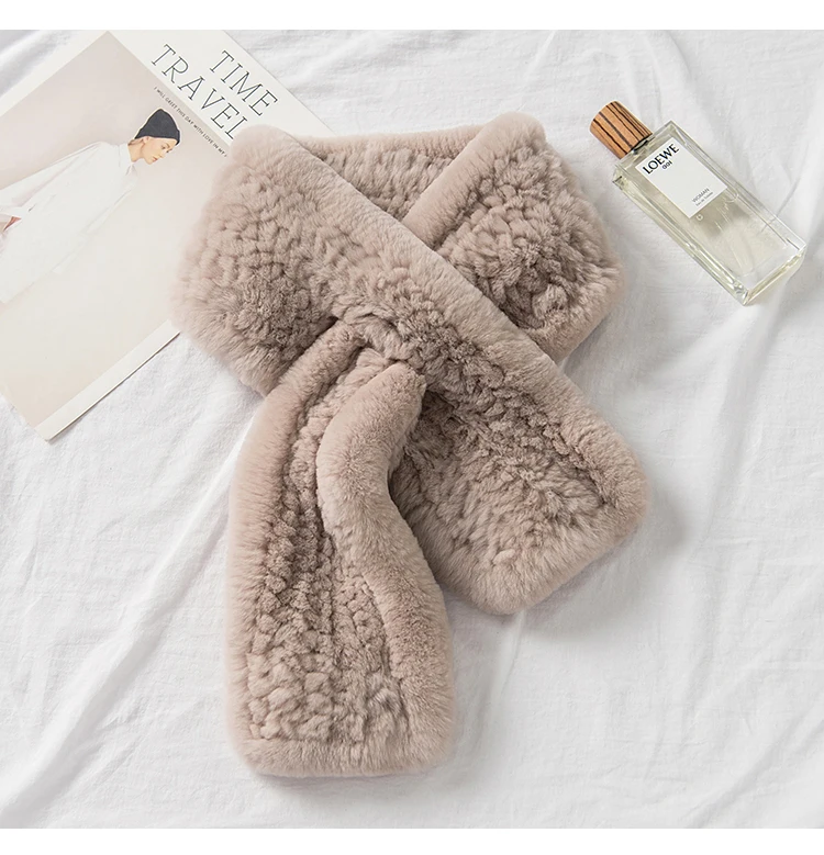 ZDFURS* winter thick real rabbit fur fluffy scarf knitted rex rabbit fur collar rabbit fur muffler fashion scarves