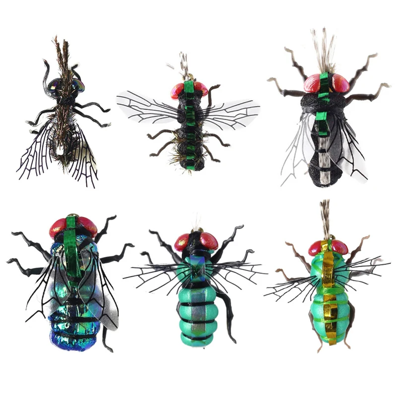 

YAZHIDA Fly Fishing Flies 12pcs Artificial Housefly Mosquito Realistic Insect Lure For Trout