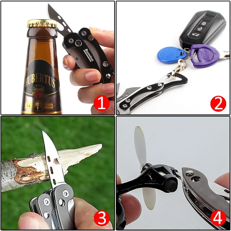 Portable Mini Folding Steel Blade Multitool Set, Outdoor Survival EDC Multitool, Pliers, Screwdriver, Keychain Tool, Camping, Tr