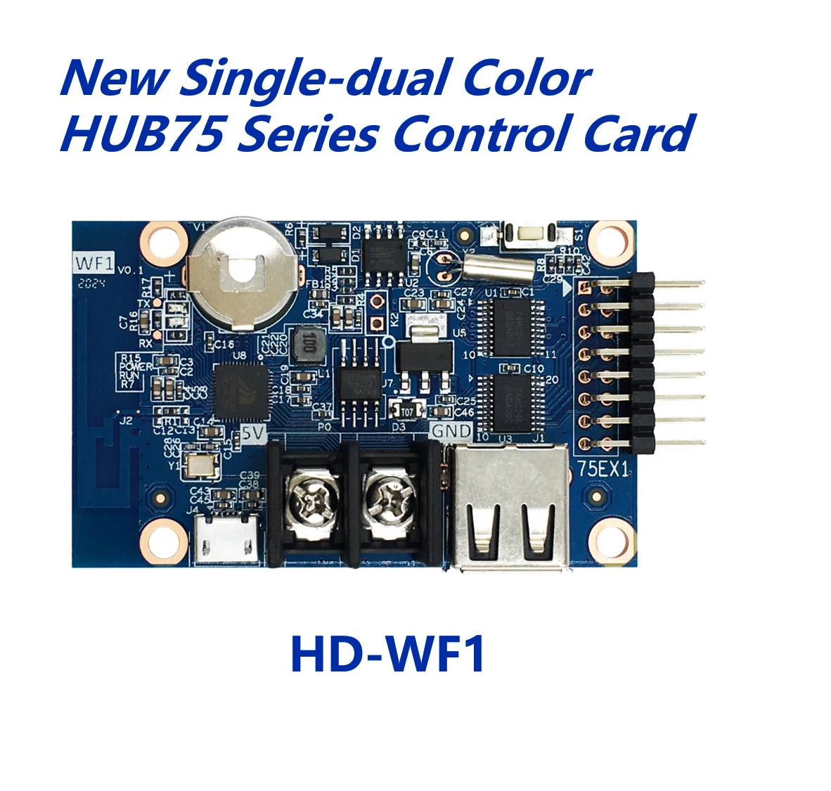 HD-WF1 Full Color One Line Controller Series with 1xHUB75E Port, Wi-Fi & U-disk LED Display Control Card
