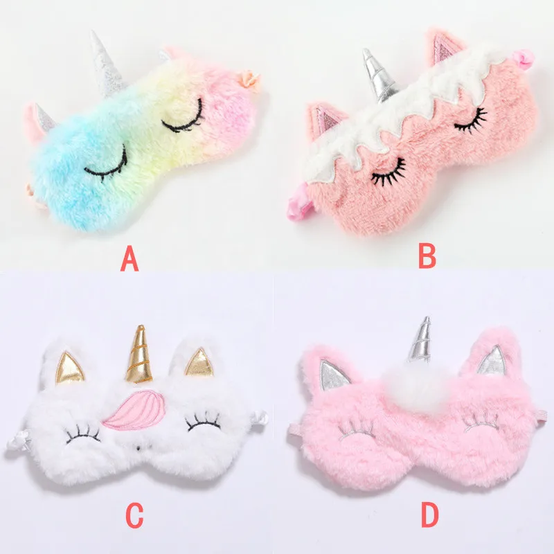 1PC Cute Unicorn Eye Mask Cartoon Sleeping Mask Plush Blindfold Eye Shade Cover Eyeshade For Travel Home Party Gifts DROPSHIP