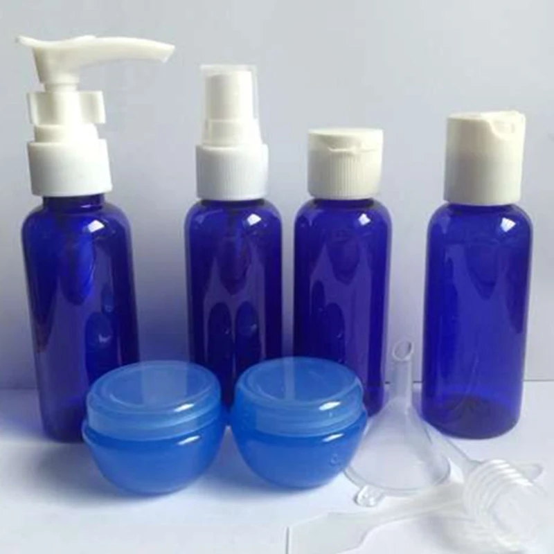 Recargable botellas de viaje conjunto paquete frascos para cosméticos botella de Spray de plástico de presión maquillaje Kit de herramientas para viajes