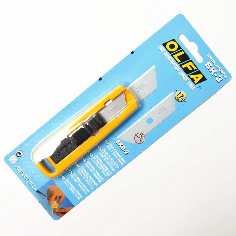 OLFA SK-3 Utility Compact Knife Light-duty Cutter Safety Knives Unpacking Paper Cutting Tools Matched Trapezoidal Blade SKB-2/5B