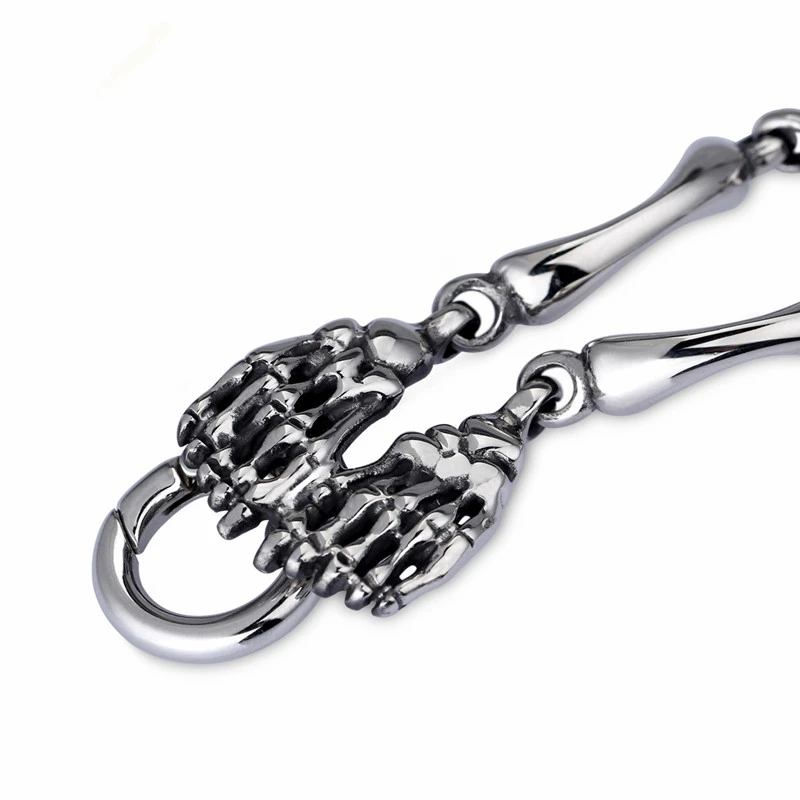 Kalen Rock Stainless Steel Skull Body Bracelet For Men Gothic Link Chain Male Biker Jewelry Men\'s Wristband Chunky Bracelet