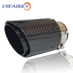 Creadgey Universal Tail Pipe Muffler Straight Exhaust System For AK Black Stainless Steel Carbon Fiber End Tips Car Accessories