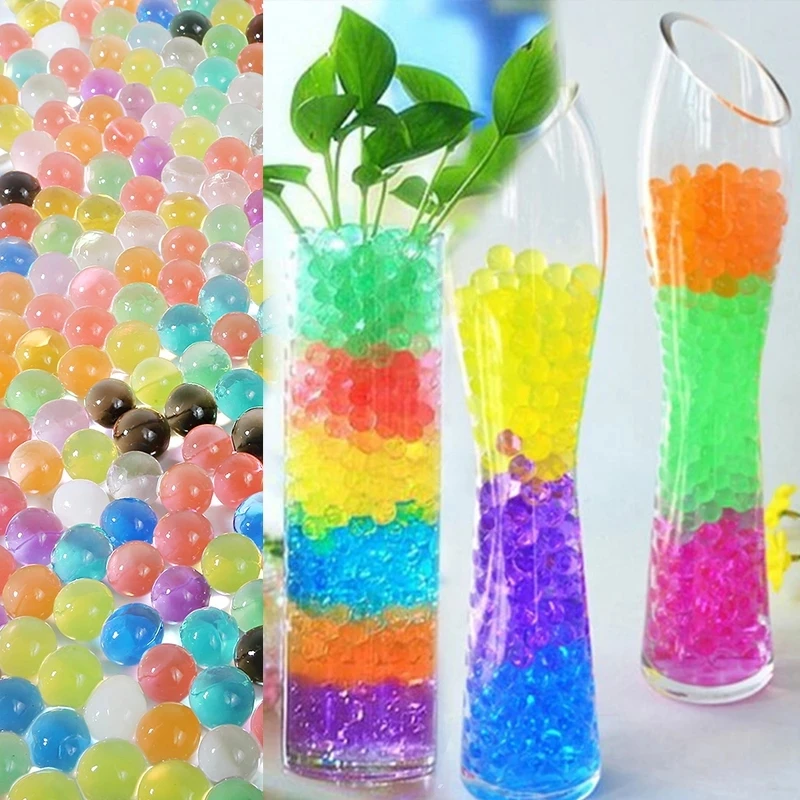 500Pcs/Bag Crystal Soil Mud Hydrogel Pearl Gel Kids Children Toy Water Growing Up Water Ball Beads Wedding Home Party Decoration