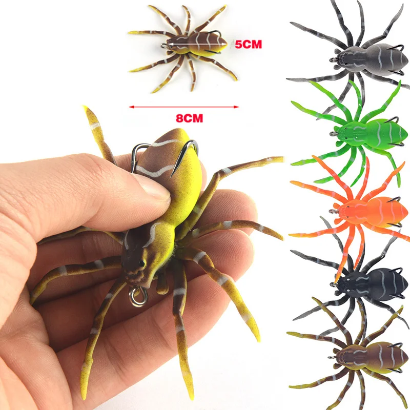 1pcs Spider Soft Bait 8cm 6.7g Silicone Bait Artificial Softbait Lures Weedless Fishing Lure with Realistic Design