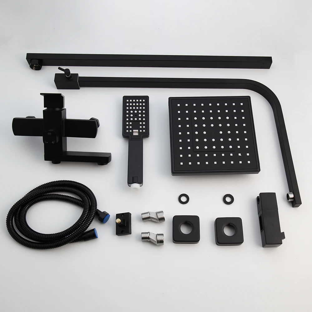 Imagem -03 - Kemaidi-conjunto de Chuveiro de Parede Sistema de Chuveiro Bico de Banheira Giratória 360 Torneira de Chuva Preto Fosco