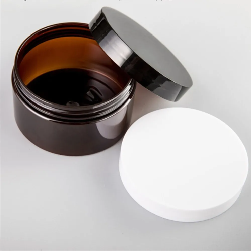 150ml 200ml/250g 300g clear/amber plastic round pet jar container with aluminum /plastic cap lid for Cosmetic,food, Packaging,