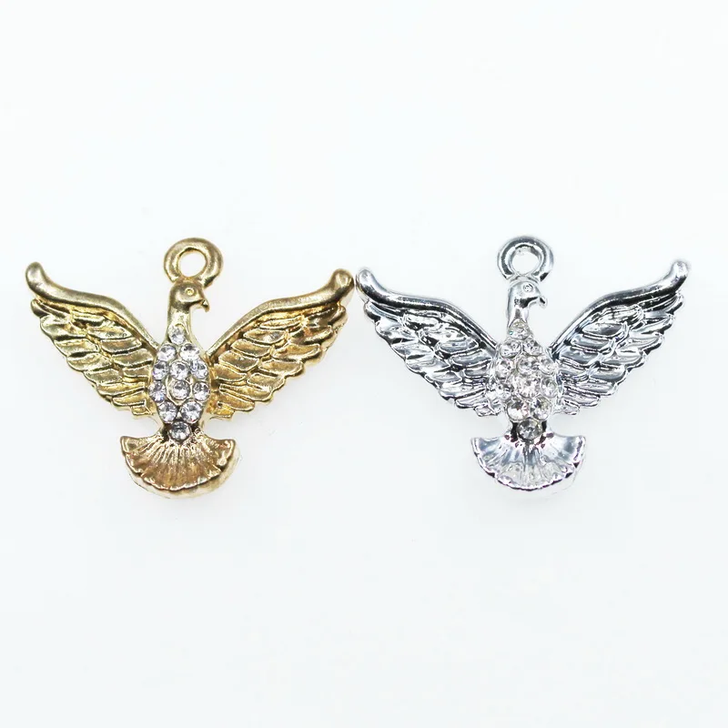 

New 50pcs/lot Swan Crystal Animals Dangle Charms Lobster Clasp DIY Pendant Bracelets Bangle Charms Accessories