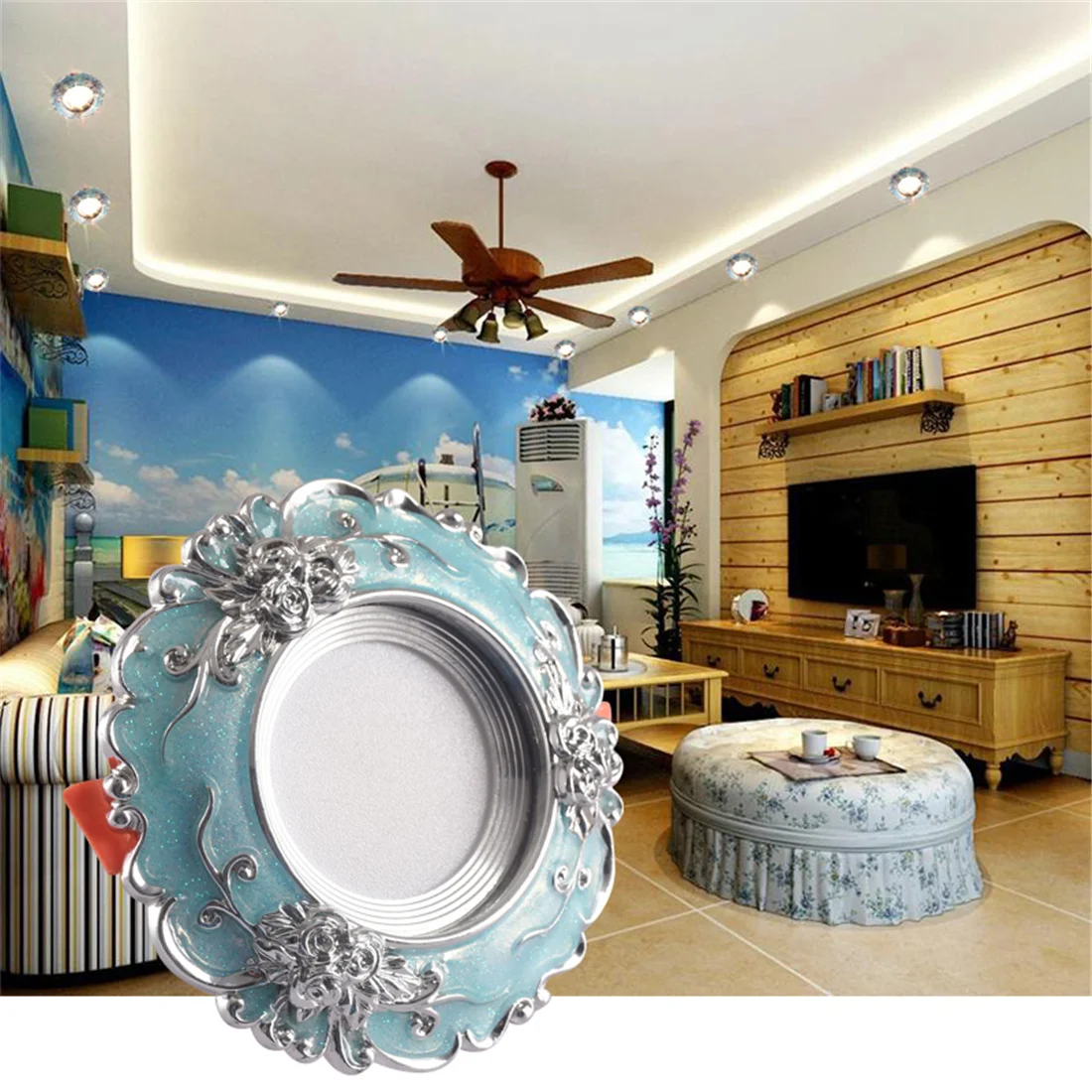 Mediterranean Blue Resin Silver Rose Led Downlights 3W 5W 7W 110V 220V Interior Kids Bedroom Living Room Art Rotatable Spot Lamp