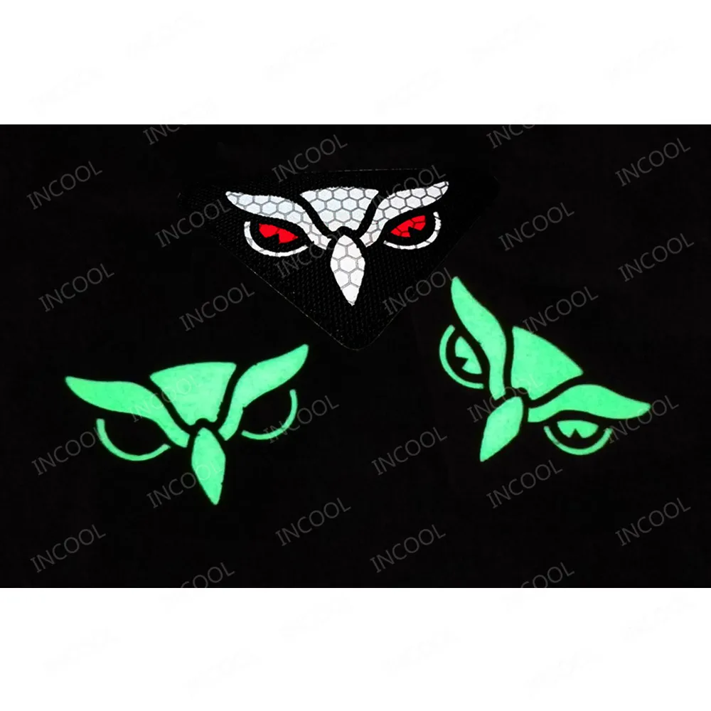 IR Reflective Eye Patches Owl Head Owl Eyes Infrared Patch Armband Biker Decorative Glow In Dark For Clothing Backpack