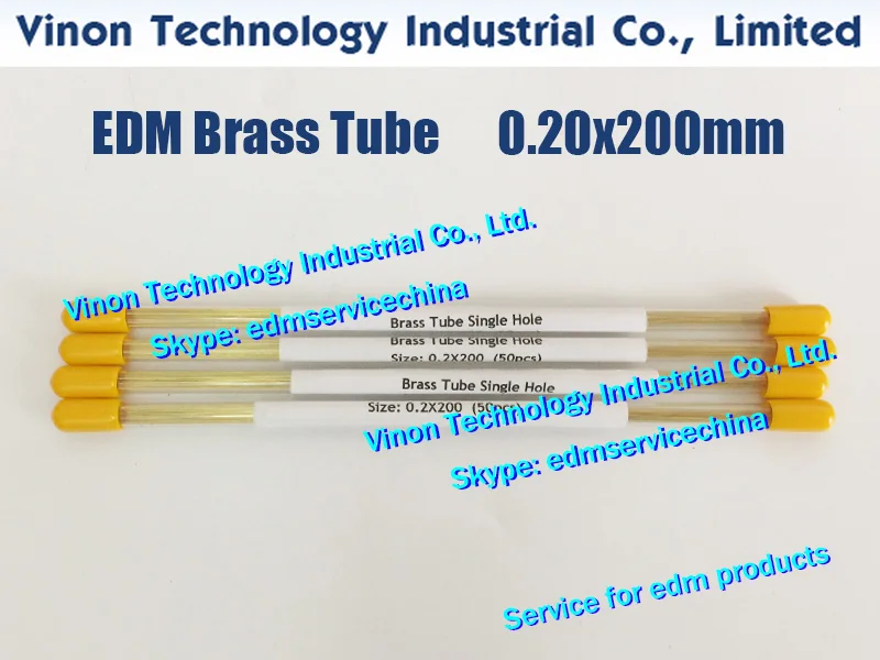 (50pcs/lot) 0.20x200MM Brass Tube Single Channel, Brass EDM Tubing Electrode Tube Single Hole Dia. 0.2mm Length 200mm