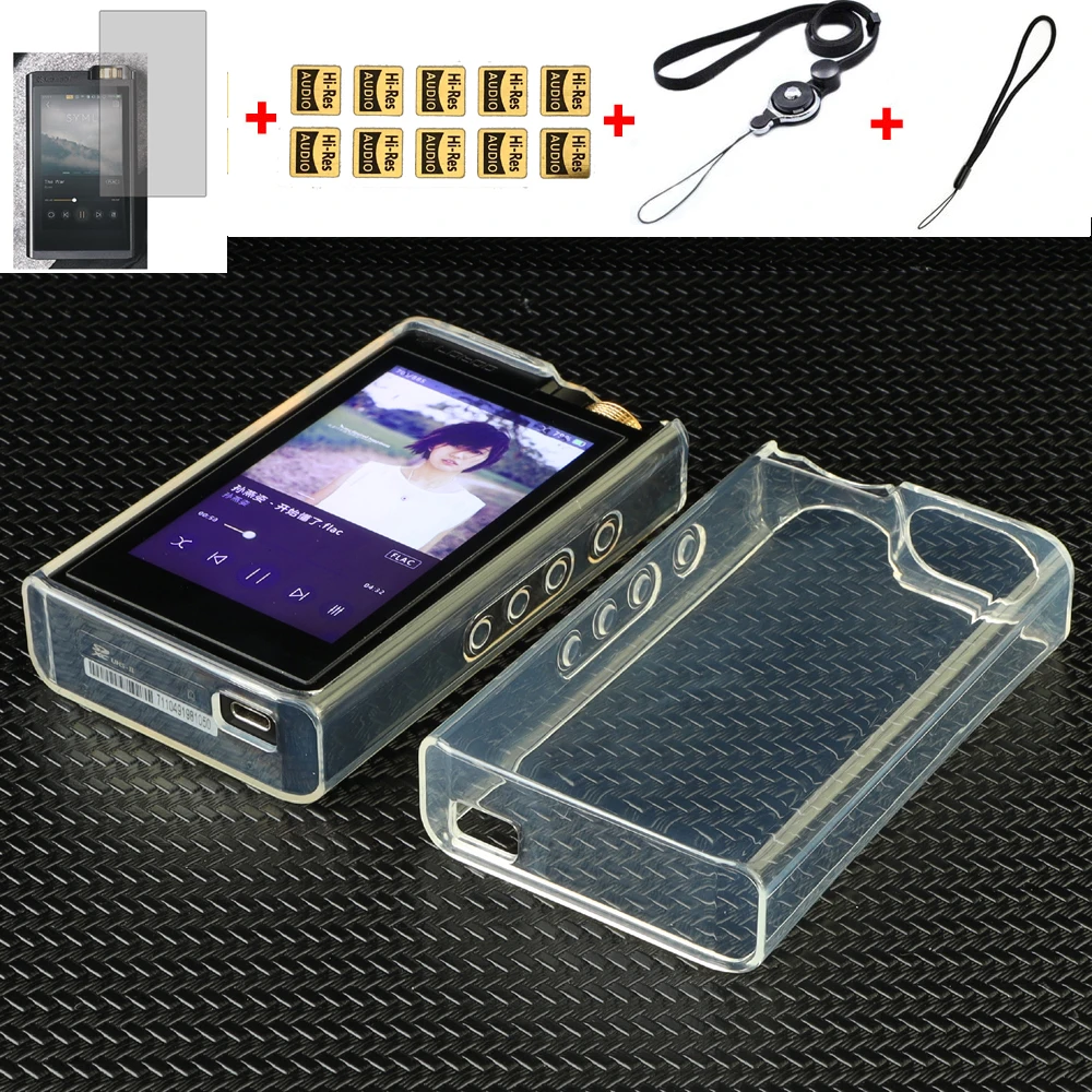 Capa protetora TPU para Lotoo Paw, Crystal Clear Cover, Gold Touch Shell Skin