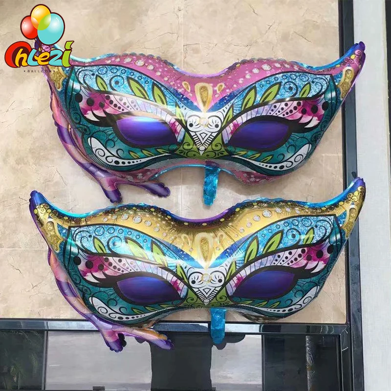 2pcs Party Mask Foil Balloons Pink Gold Dance Mask Photo prop balloon Wedding Birthday Party Decorations Helium Globos Shower