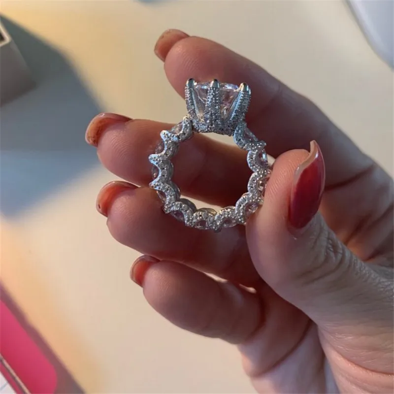 Vintage Couple Promise Ring 925 sterling silver Bijou 10mm AAAAA Cz Engagement Wedding band rings for women men Jewelry Gift