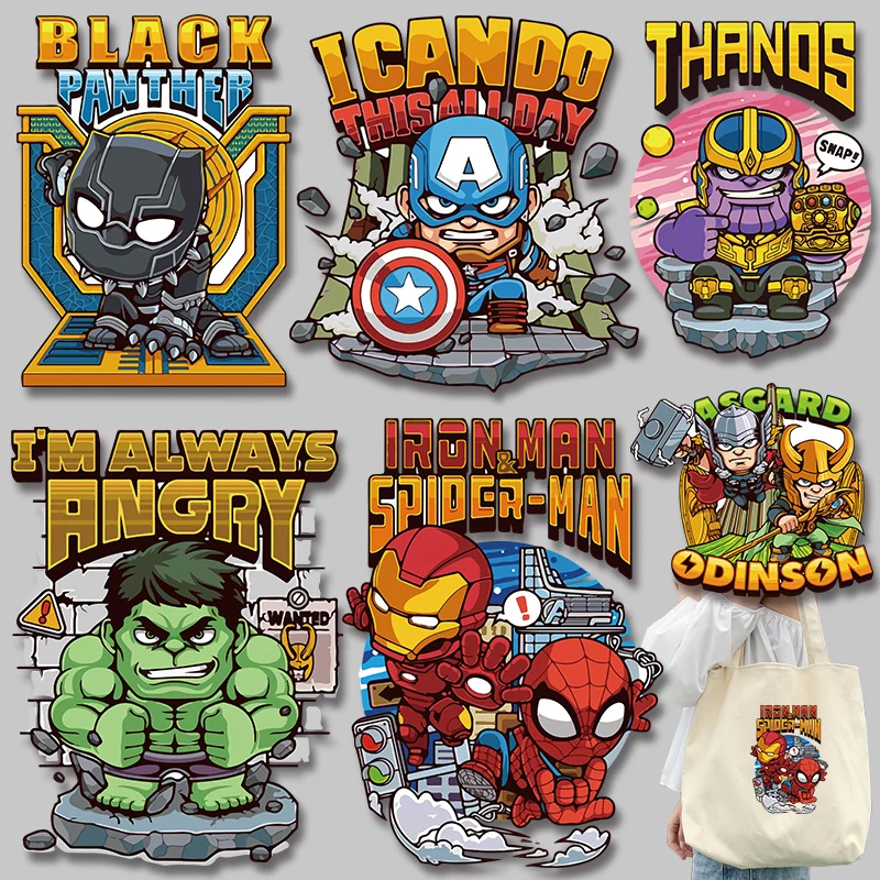 Disney Brand Avengers comics stickers applique for cloth Heat Vinyl Ironing Stickers Decor Washable DIY decoration