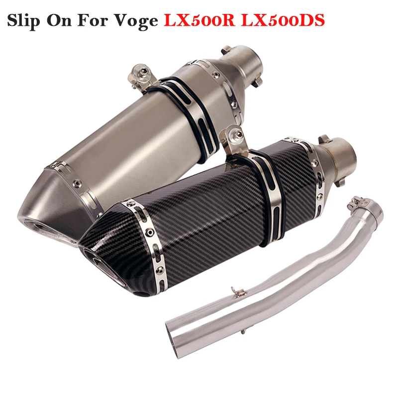 

For Voge LX500R LX500DS LX500-A Motorcycle Exhaust Pipe Sysrem Middle Link Pipe Slip On 51mm Muffler Escape Removable DB Killer