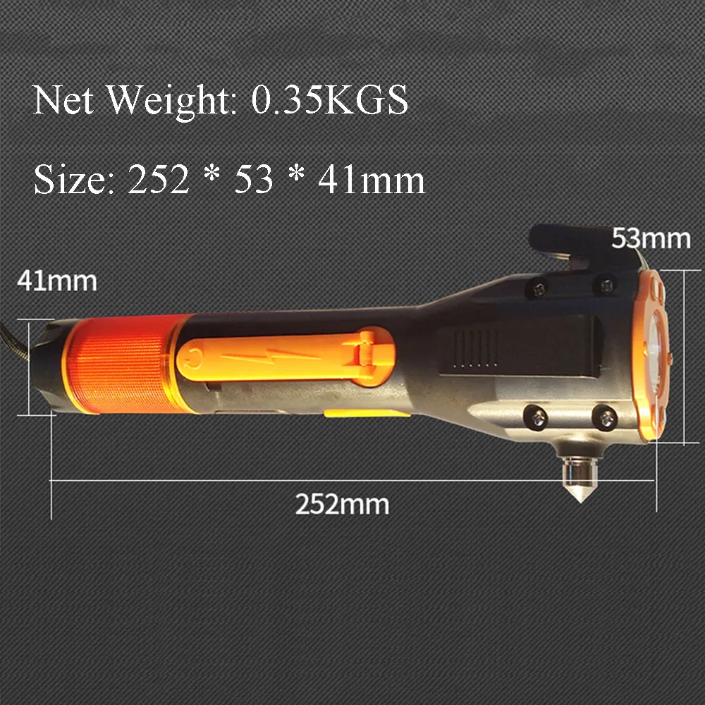 500M Tactical Hand Crank Flashlight Powerful Torch Self Defense Emergency Window Hammer Broken Tool USB Power Bank Dynamo Lamp