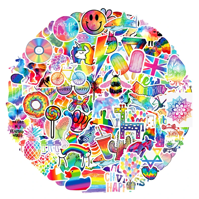 

10/50/100PCS Color Rainbow Graffiti Sticker Guitar Motorcycle Laptop Waterproof Aesthetic Decals DIY Sticker for Kid Toy