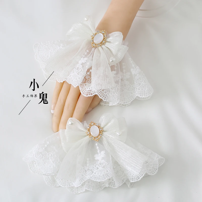 Multi-Color Japanese Flower Wedding Sweet Lace Lolita Hair Accessories Dark Red Lolita Snow Yarn Bow Oversleeves Bracelet