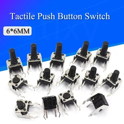 20PCS 6x6MM Panel PCB Momentary Tactile Tact Mini Switch 6*6*4.3/5/6/7/89/10/12mm Right Angle With stent 6x6x4.3mm 5mm 6mm 7mm