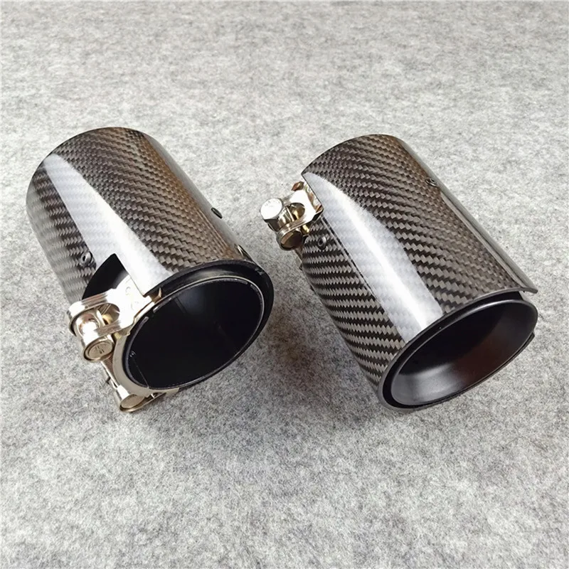 1 Pcs Car Exhaust Pipe Carbon Fiber M Performance Muffler Exhaust Tips Matte Black Stainless Steel Nozzle Tailpipe For M2 M3 M4