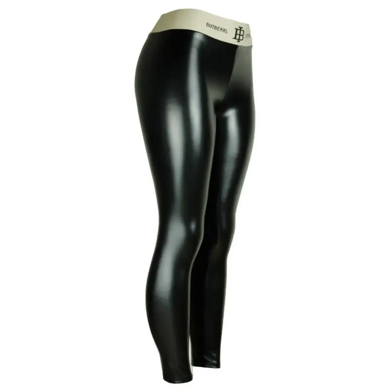PU suni deri parlak tayt kadınlar seksi siyah yüksek bel mektup sıcak pantolon streç bayan Leren Legging Leggins Mujer moda
