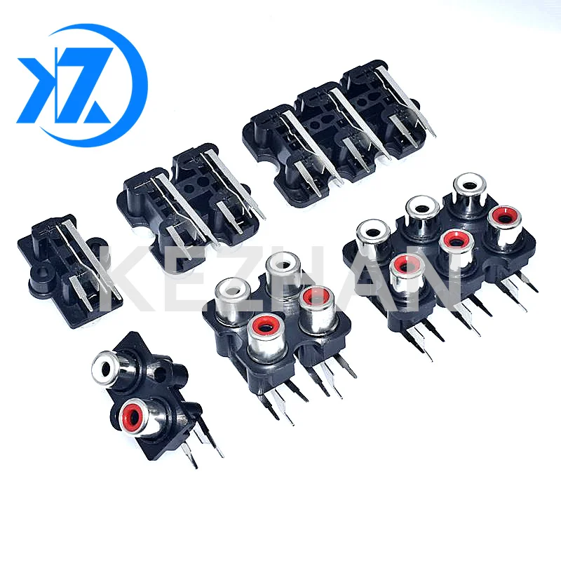 5Pcs 2/4/6 Hole RCA Female Stereo Audio Jack AV Audio Input Socket Connector Lotus Row Amplifier Interface Signal Connection