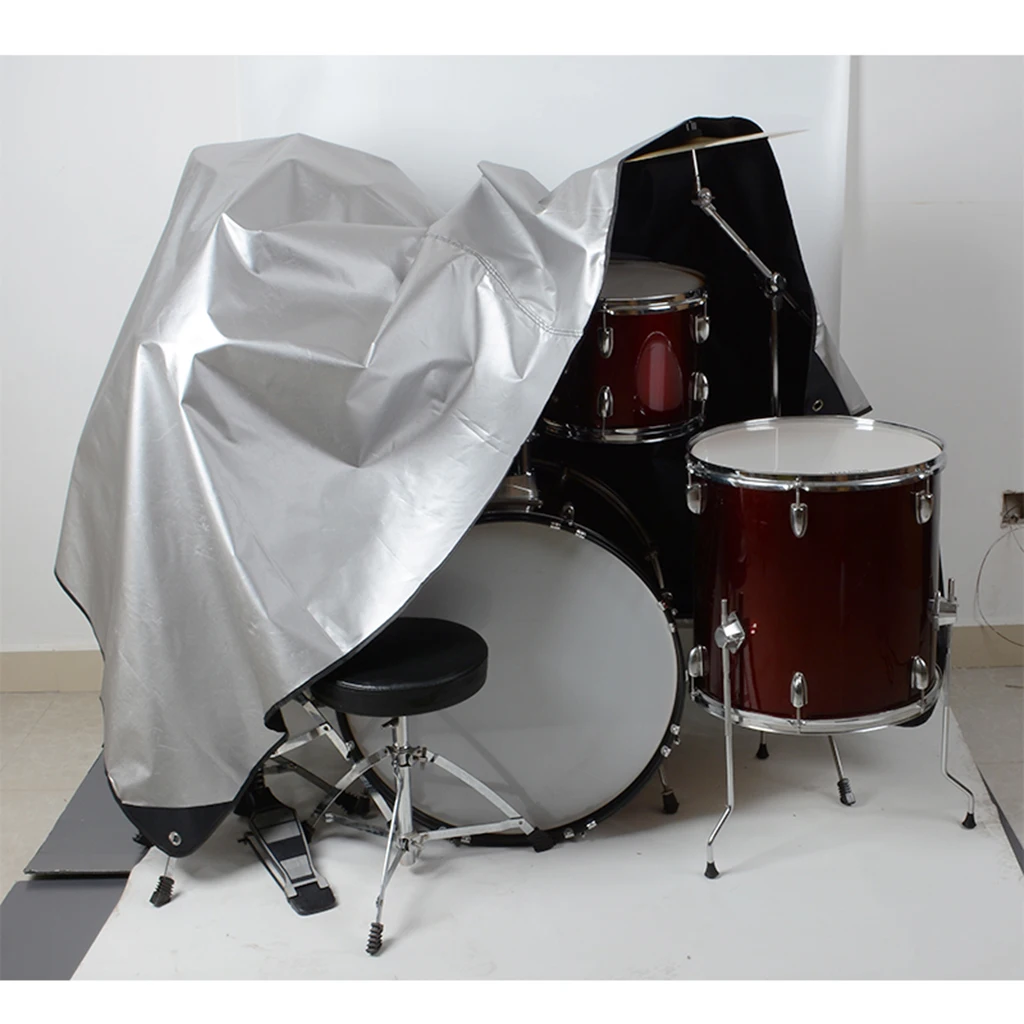 Dustproof Cover Weighted Corners Waterproof Silver Acrylic Coating Protects from Sun for Drum