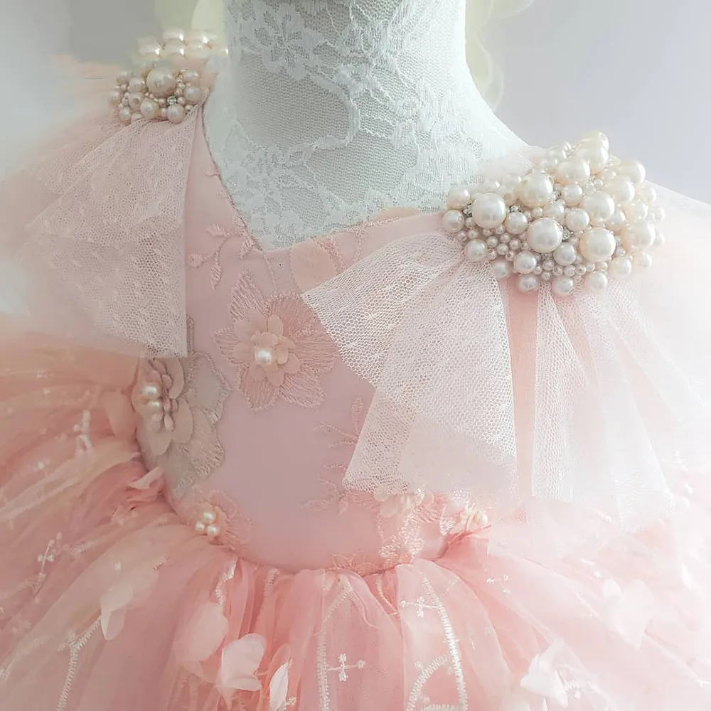 Vestidos de flores para niña, vestido de fiesta de tul para niño, vestidos de princesa de cumpleaños, vestido hinchado para niño, lindo Niño, comunión irst