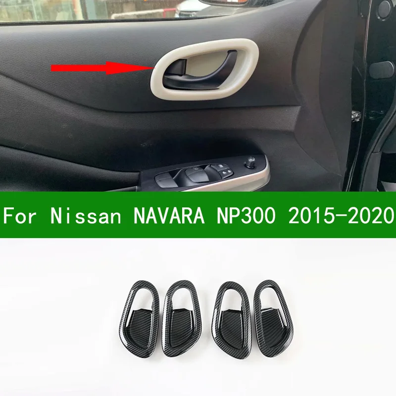 

Для Nissan Navara NP300 2015-2020 аксессуар глянцевый черный узор из углеродного волокна боковая внутренняя дверь автомобиля крышка чаши наклейка отделка