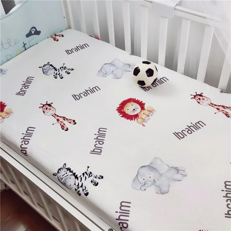 Personalised Standard Mini Babi Cot Crib Fitted Sheet Mattress Cover Cutom DIY Newborn Infant Bedding Set Baby Birthday Gift