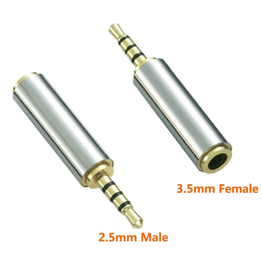 

High Quality 1pc Gold 2.5 mm Male to 3.5 mm Female audio Stereo Adapter Plug Converter Headphone jack
