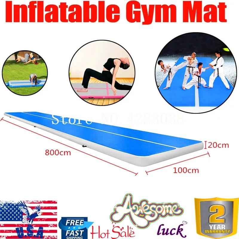 Envío Gratis, estera de pista de aire de 8m para gimnasia, estera de pista de aire inflable de 4/8 pulgadas de espesor, estera de equipo de gimnasio, estera de gimnasio