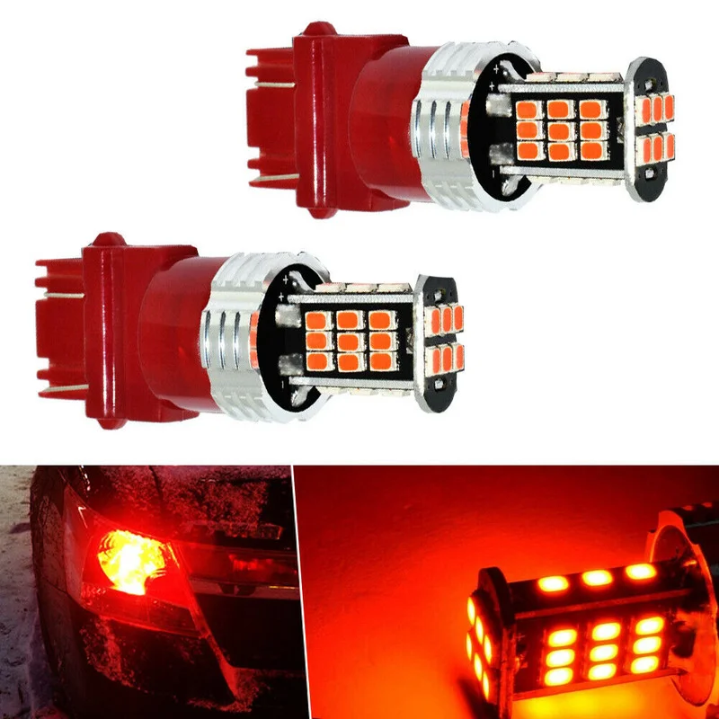 

2pcs Red Lighting 3157K LED Brake Tail Rear Turn Signal Blinker Light Bulb Lamp Universal Exterior Parts Car Decor Accessories