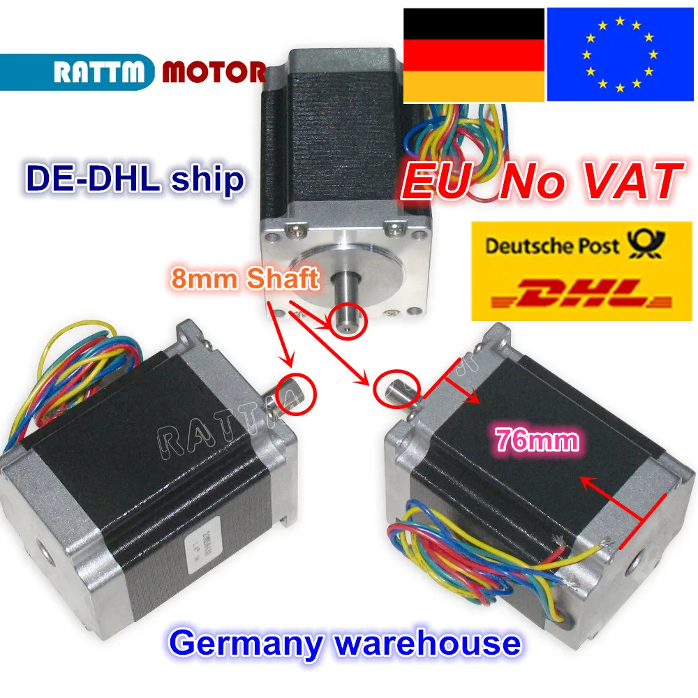 【EU ship/free VAT】 3PCS NEMA23 stepper motor 76mm/270Oz-in/ 3A 1.8Nm CNC stepping motor for CNC Router machine 3D printer