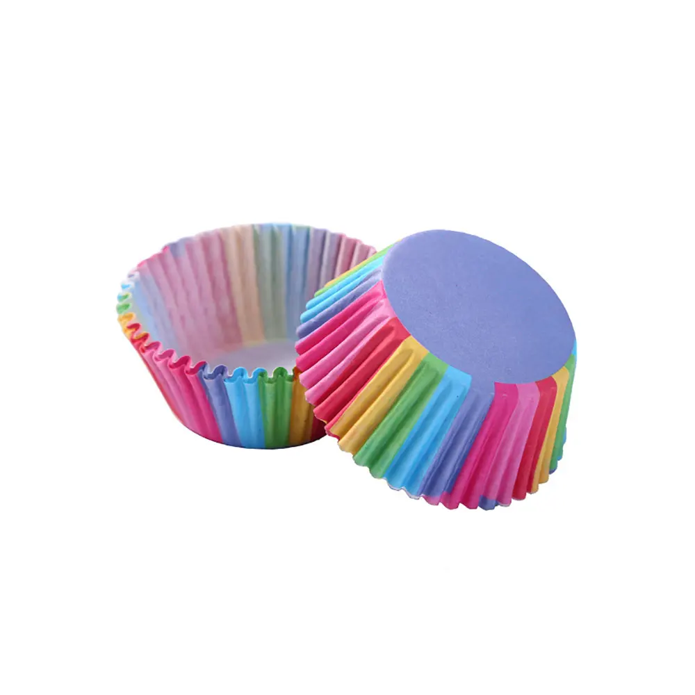 100Pcs Party Supplies Colorful Rainbow Paper Cake Cupcake Liners Baking Muffin Cup Case hot Cake Baking Supplies Tools