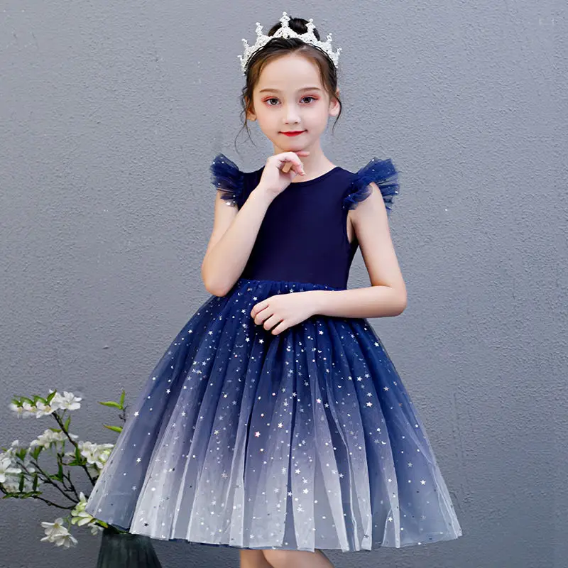 2020 new girl baby spring autumn Kids lace star tutu dress  children party birthday splice dresses clothing