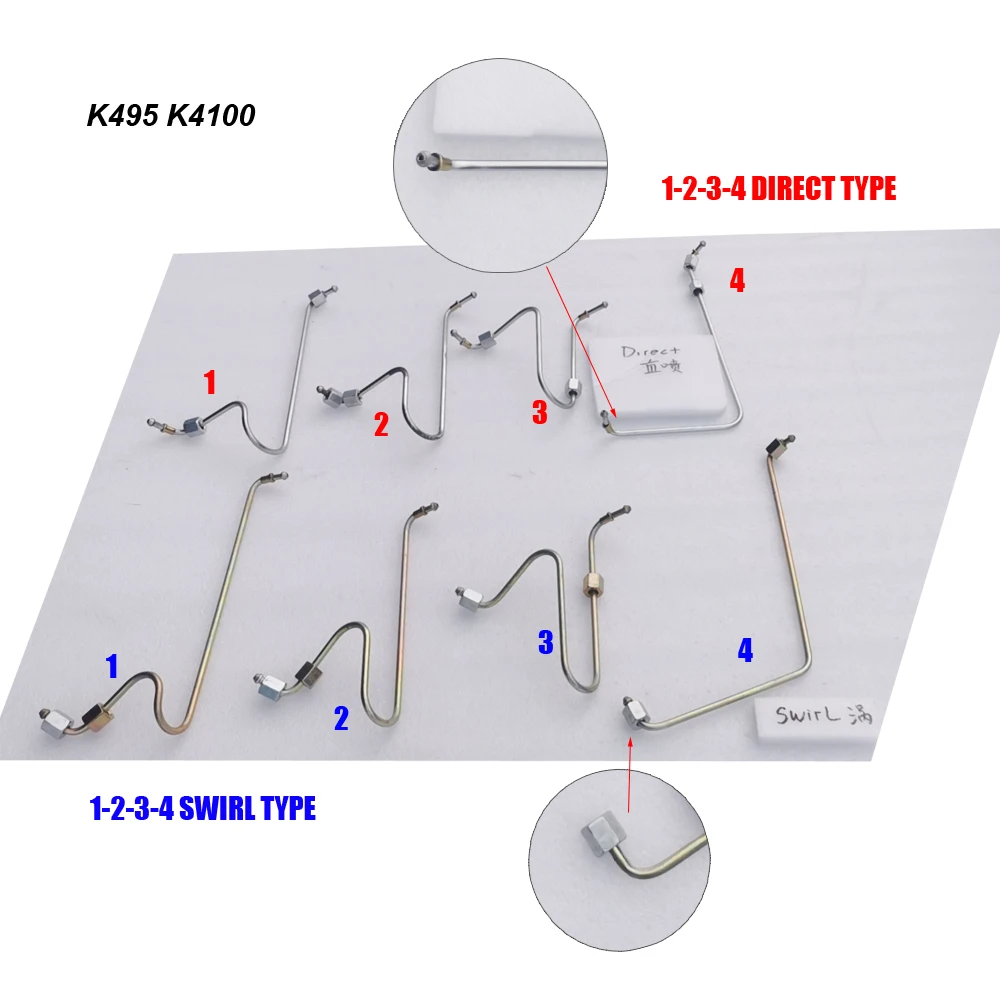set of fuel hardline / fuel feeding pipe for Weifang Huafeng 495 4100 , please check the shape when make order, part number :