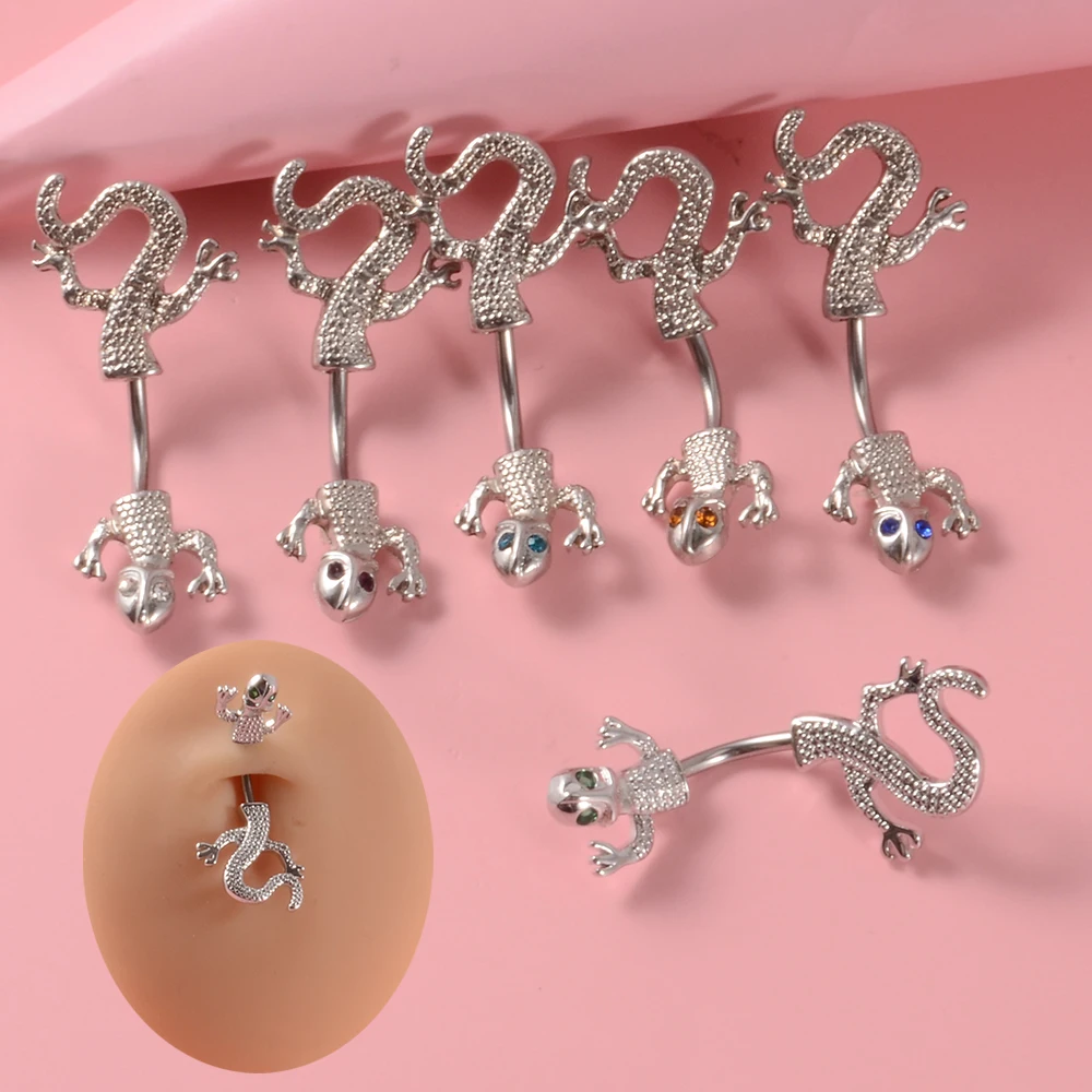 1Pc Surgical Steel Lizard Navel Piercing Belly Piercing Ombligo Belly Button Rings Nombril Navel Rings Earrings Body Jewelry
