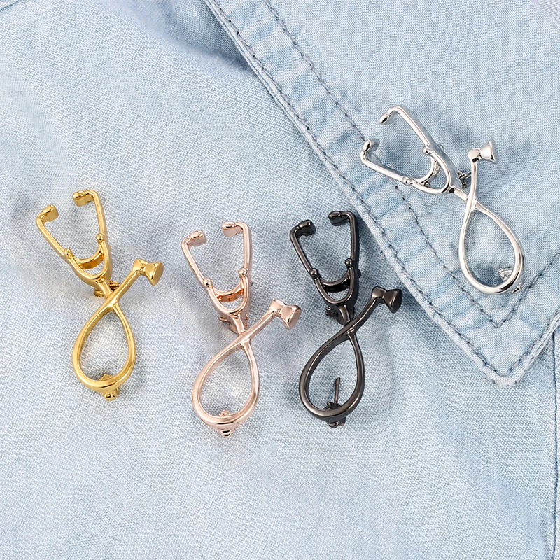 High Quality 4 color Brooches Doctor Nurse Stethoscope Brooch Medical Jewelry Enamel Pin Denim Jackets Collar Badge Pins Button