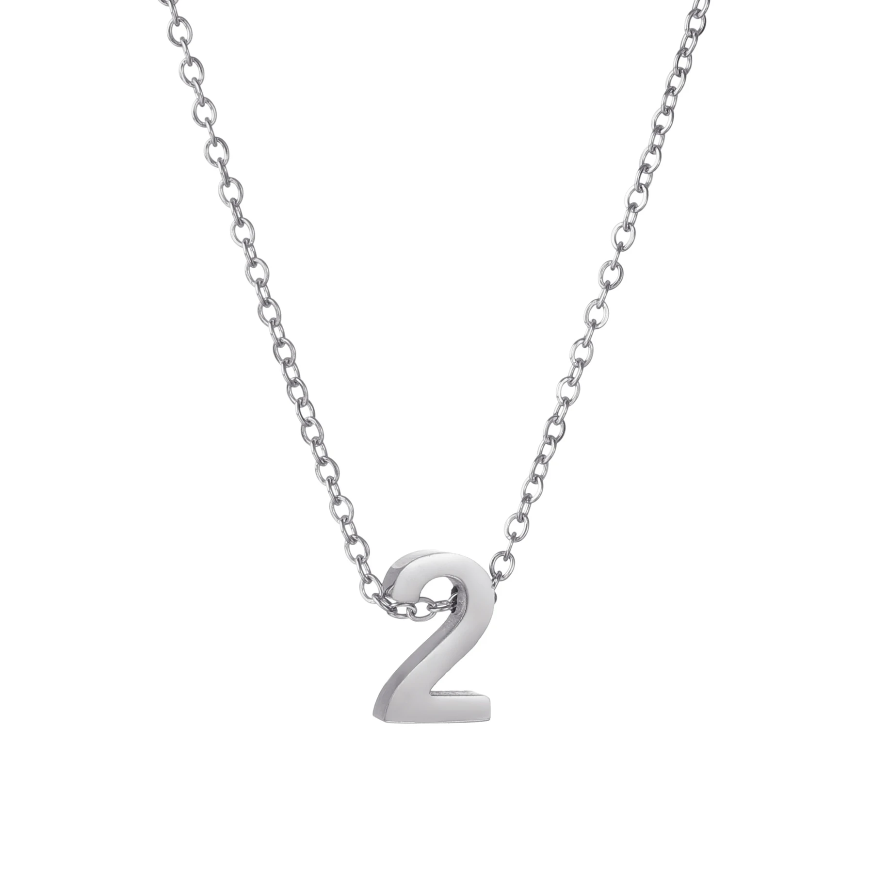 Silver Color Cute Number 0 1 2 3 4 5 6 7 8 9 Pendant Birthday Lucky Number Charm Necklace Rolo Chain Adjustable Best Gift